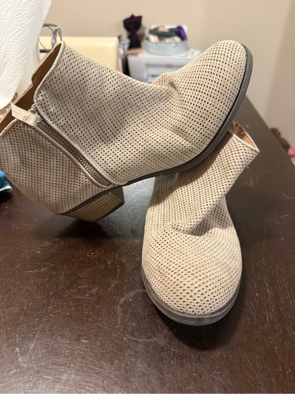 Lane Bryant Perforated Taupe Ankle Booties
